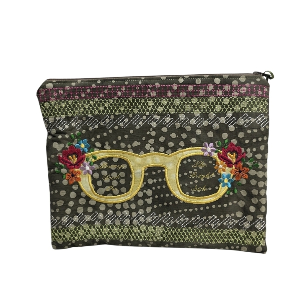 3/$15 🔴 Embroidered wSunglasses and Flowers, Bag Always Look On The Bright Side